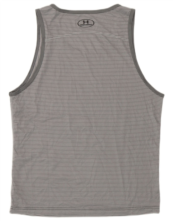 Under Armour Mens Heat Gear Vest Top Large Grey Pinstripe Polyester