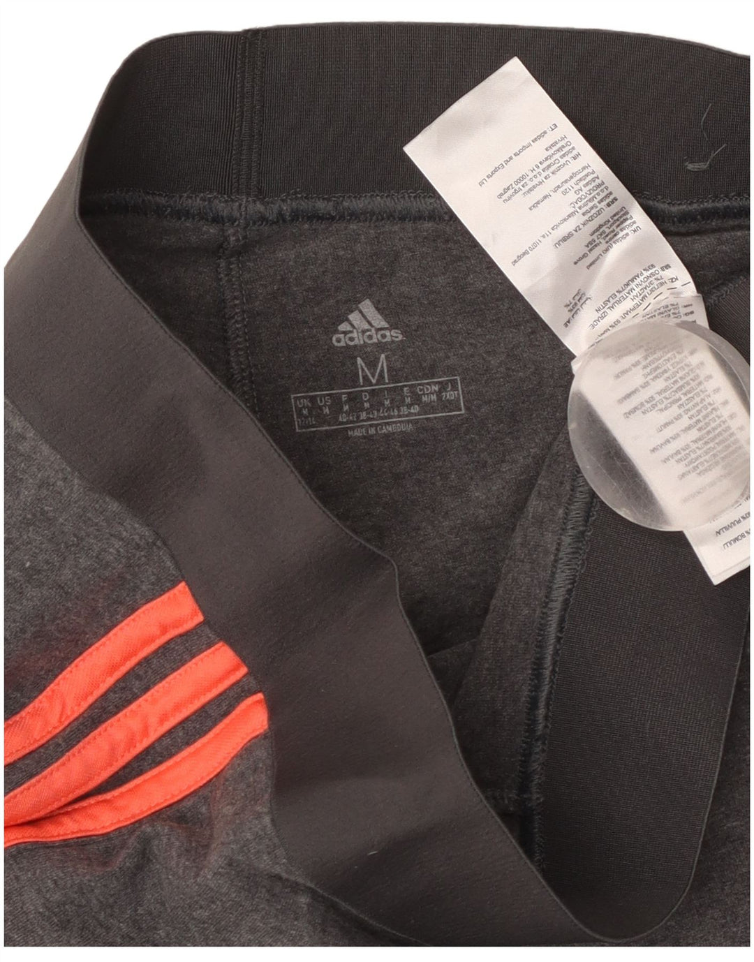 ADIDAS Womens Leggings UK 12/14 Medium  Grey Cotton