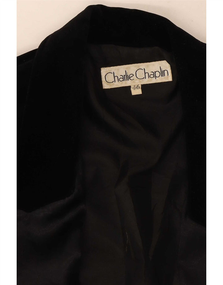 Charlie Chaplin Womens Velvet 1 Button Blazer Jacket IT 46 Large Black