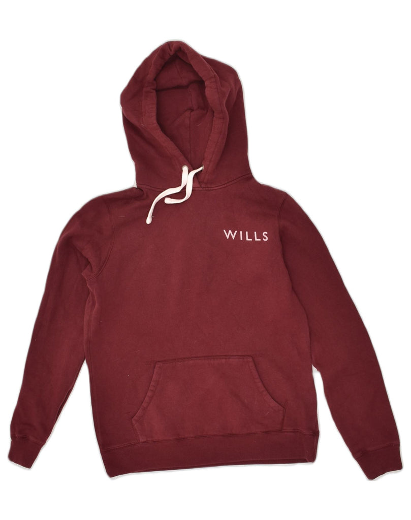 JACK WILLS Womens Loose Fit Graphic Hoodie Jumper UK 8 Small Burgundy | Vintage Jack Wills | Thrift | Second-Hand Jack Wills | Used Clothing | Messina Hembry 