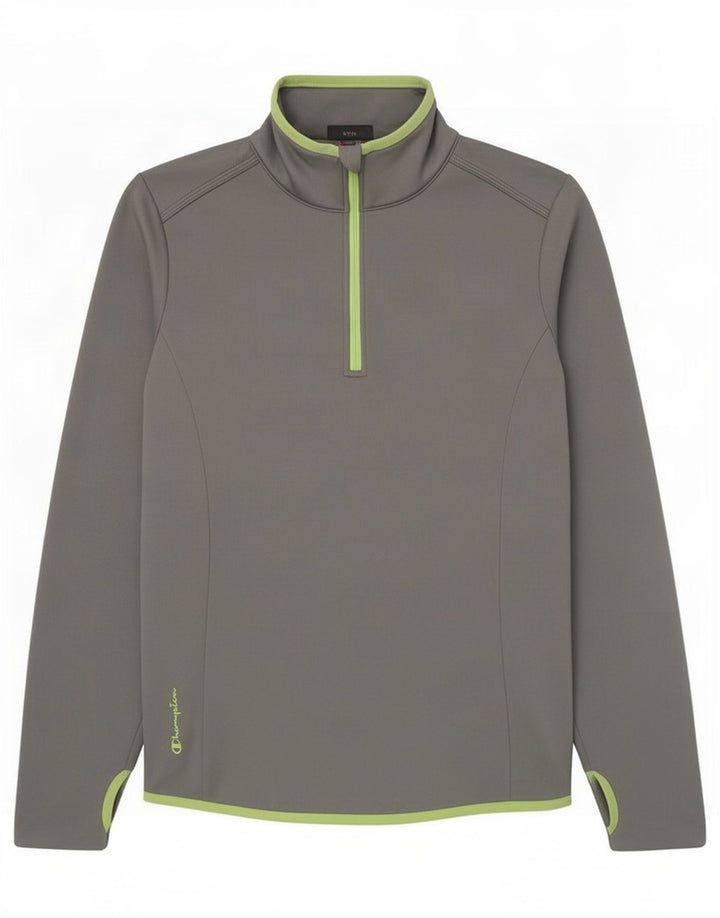 Champion Womens Zip Neck Pullover Tracksuit Top UK 12 Medium Grey Polyester