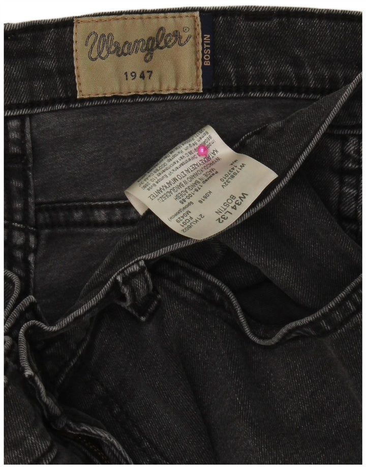 Wrangler Mens Bostin Straight Jeans W34 L32 Grey Cotton