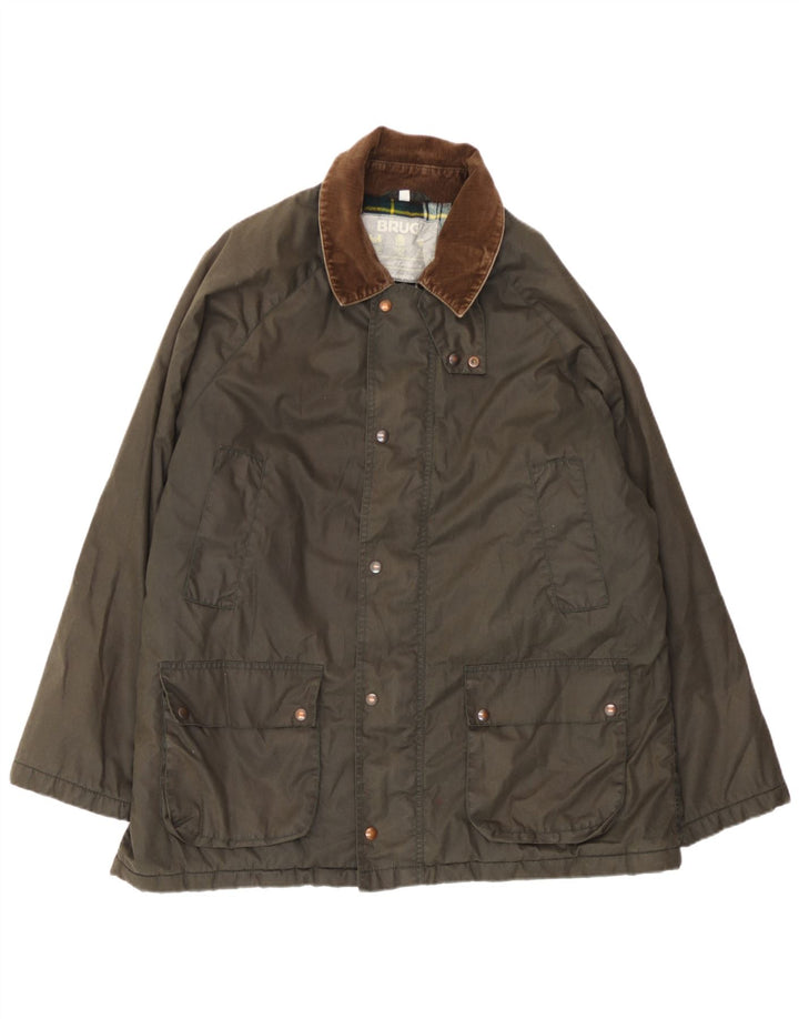 Brugi Mens Waxed Cotton Jacket UK 38 Medium Khaki
