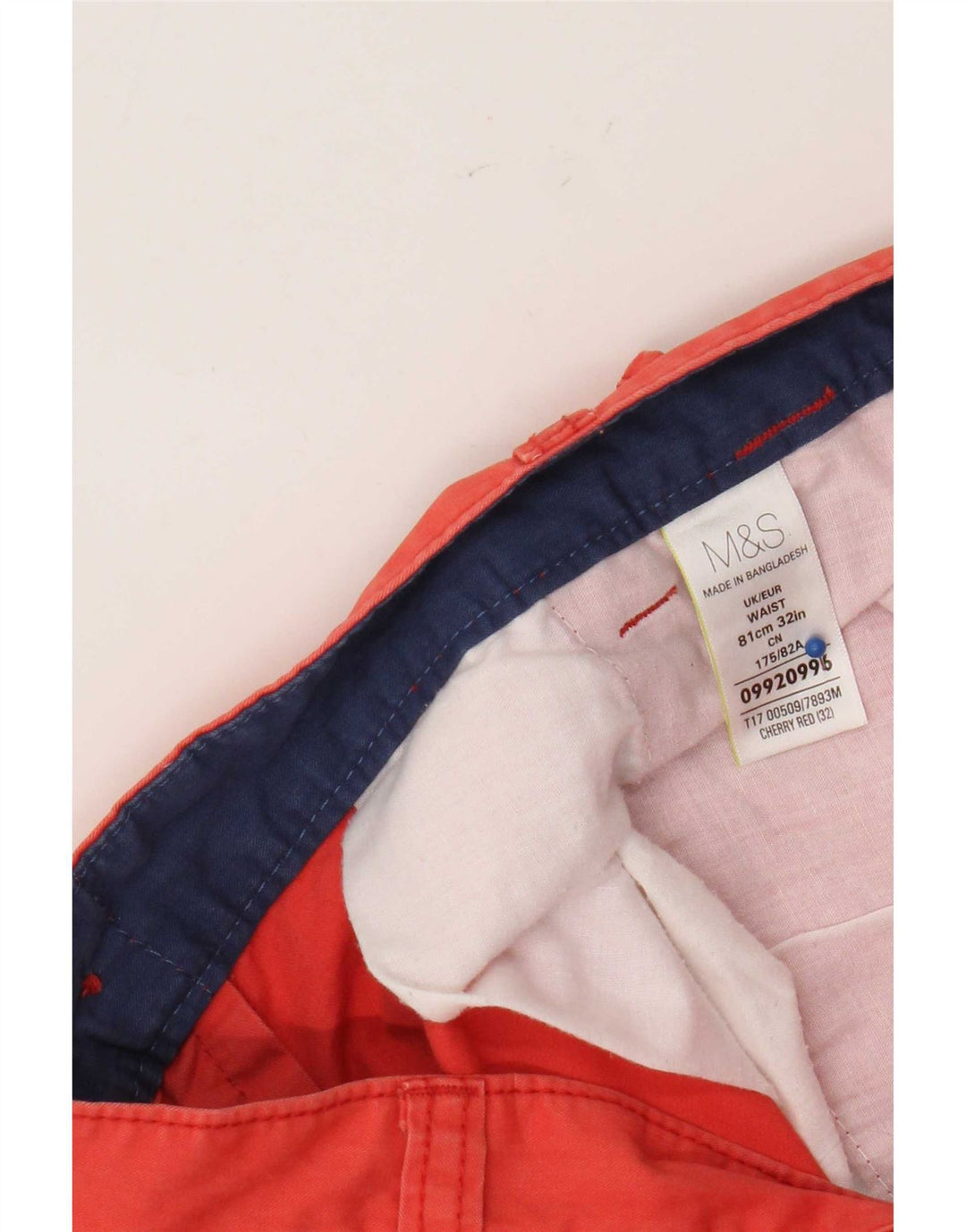 Marks & Spencer Mens Cargo Shorts W32 Medium Red Cotton