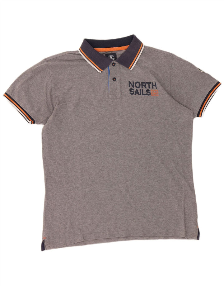 North Sails Mens Graphic Polo Shirt XL Grey Cotton