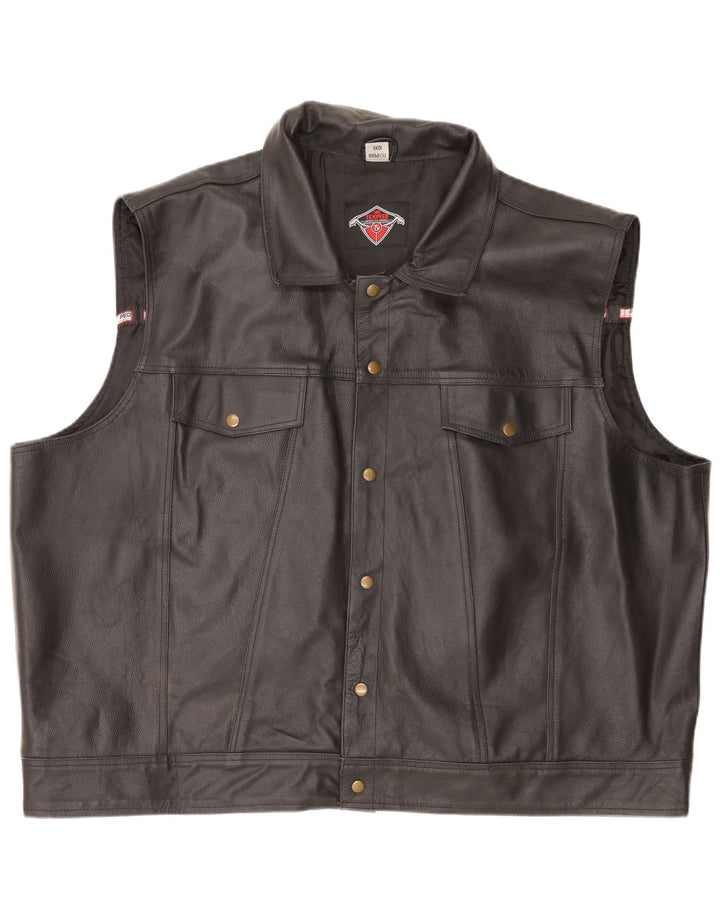 Texpeed Mens Motorcycle Leather Gilet 10XL Black