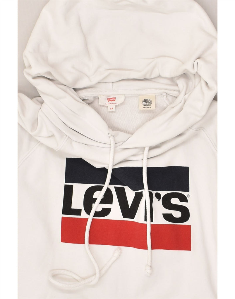 LEVI'S Mens Graphic Hoodie Jumper XS White Cotton | Vintage Levi's | Thrift | Second-Hand Levi's | Used Clothing | Messina Hembry 