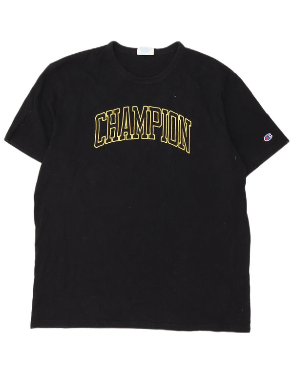 Champion Mens Graphic T-Shirt Top XL Black Cotton