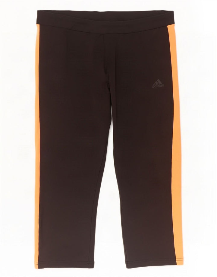 Adidas Womens Capri Leggings UK 16/18 Large Black Colourblock Polyester