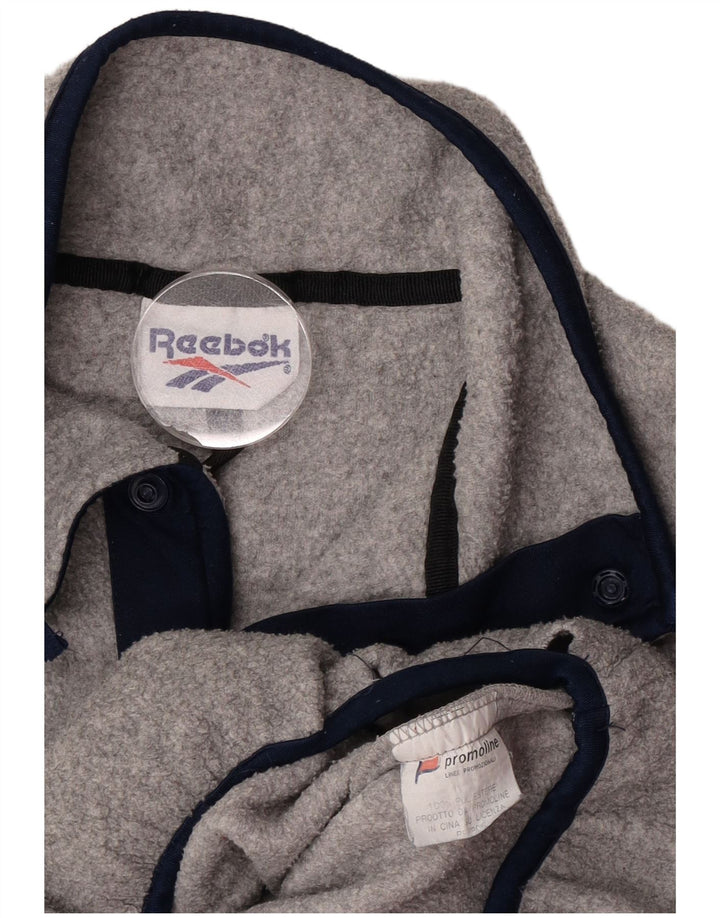 Reebok Mens Button Neck Fleece Jumper XL Grey Polyester