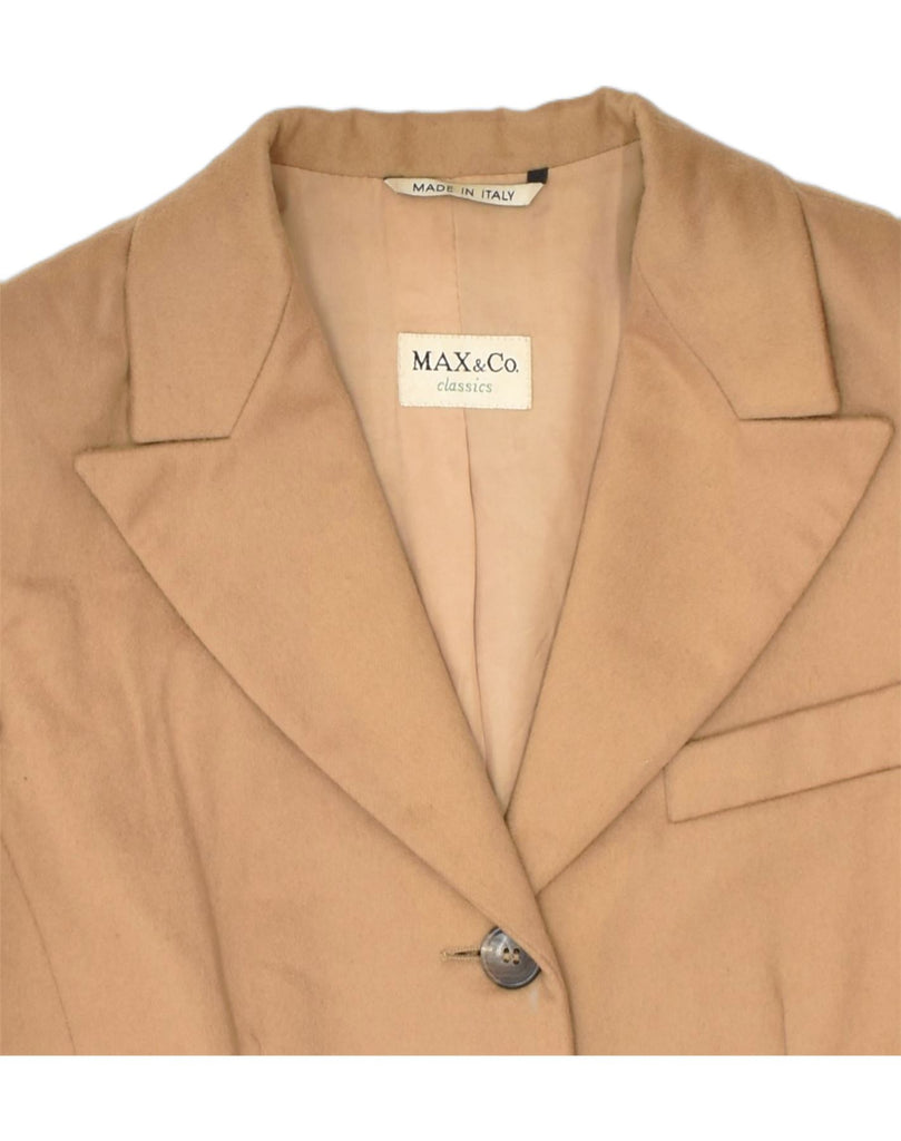 MAX & CO. Womens 3 Button Blazer Jacket UK 10 Small Beige Wool | Vintage Max & Co. | Thrift | Second-Hand Max & Co. | Used Clothing | Messina Hembry 