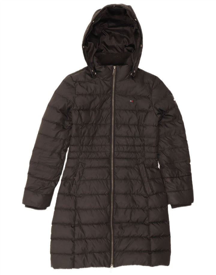 Tommy Hilfiger Womens Hooded Padded Coat UK 10 Small Black Polyester