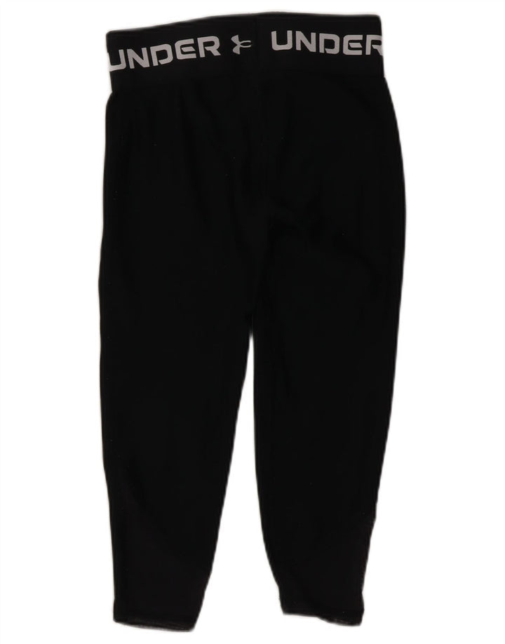 Under Armour Girls Graphic Capri Leggings 7-8 Years Small Black Polyester