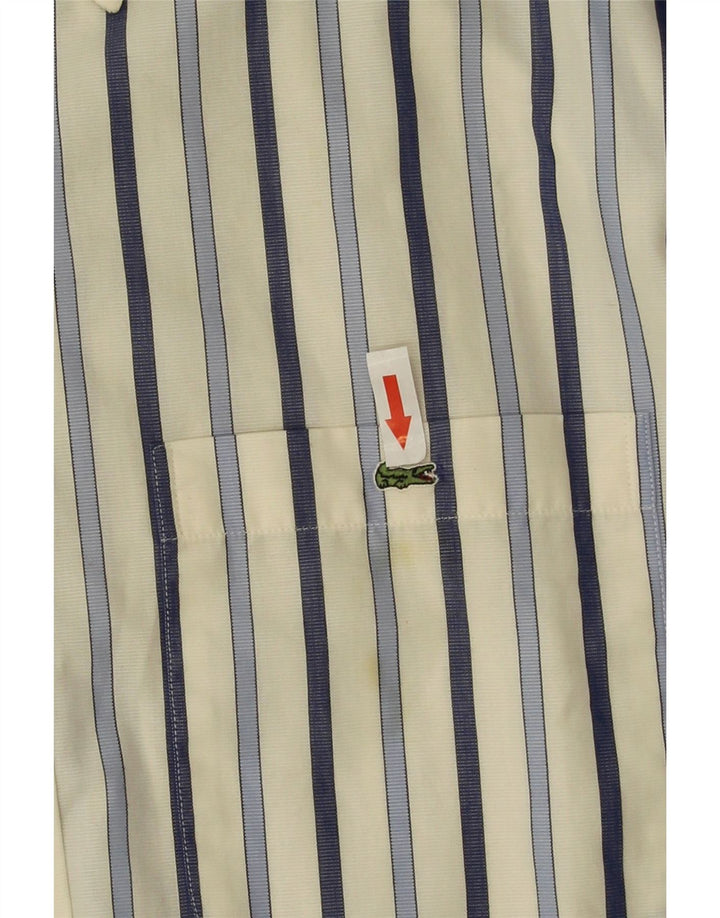 Lacoste Mens Shirt Size 42 Large White Striped Cotton