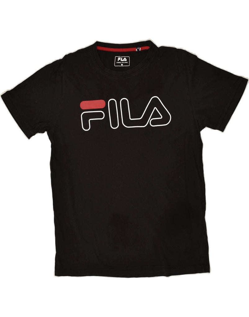 FILA Mens Graphic T-Shirt Top Medium Black Cotton | Vintage Fila | Thrift | Second-Hand Fila | Used Clothing | Messina Hembry 