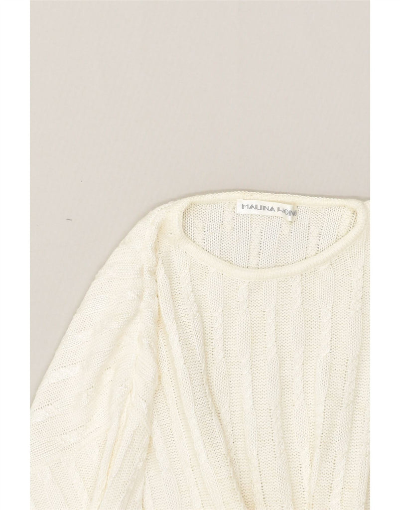 MALINA WONG Womens Oversized Crew Neck Jumper Sweater EU 42 Large White | Vintage Malina Wong | Thrift | Second-Hand Malina Wong | Used Clothing | Messina Hembry 