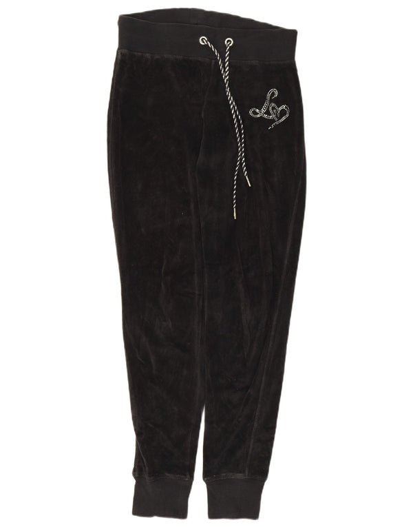 Lipsy Womens Velour Tracksuit Trousers Joggers UK 8 Small  Black
