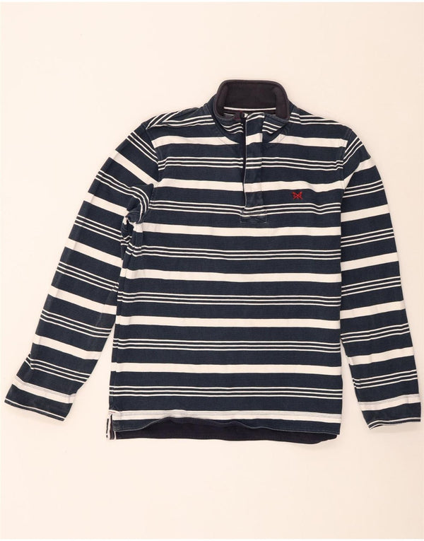 Crew Clothing Mens Zip Neck Sweatshirt Jumper Medium Navy Blue Striped