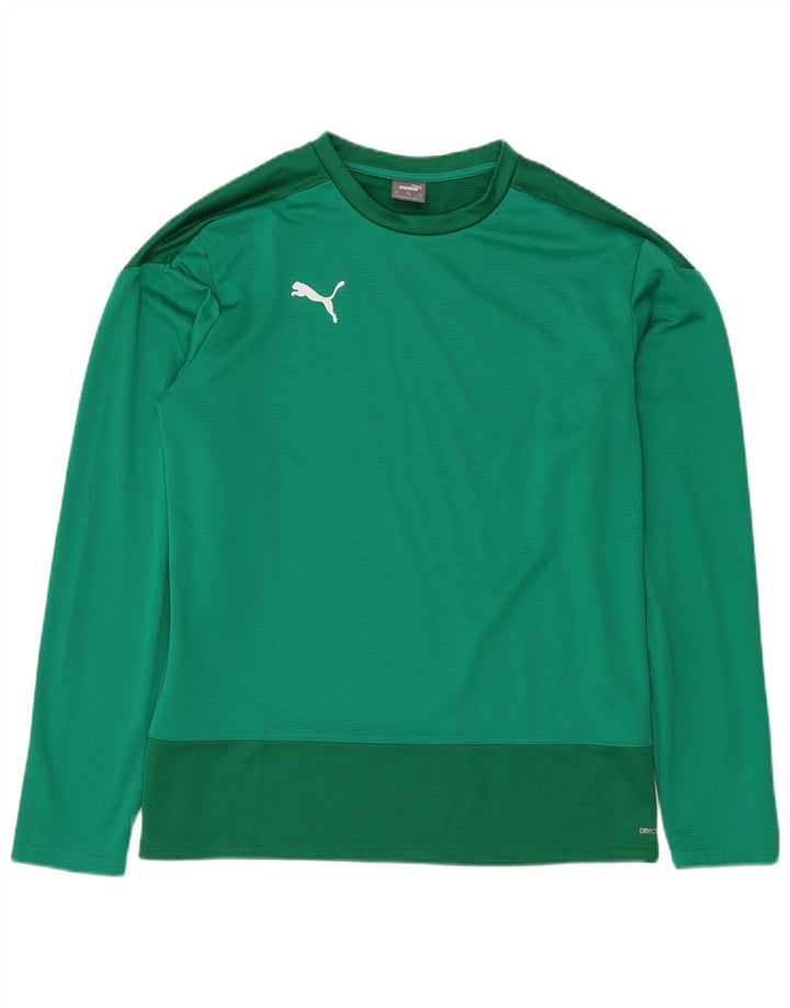 Puma Mens Top Long Sleeve XL Green Colourblock Polyester