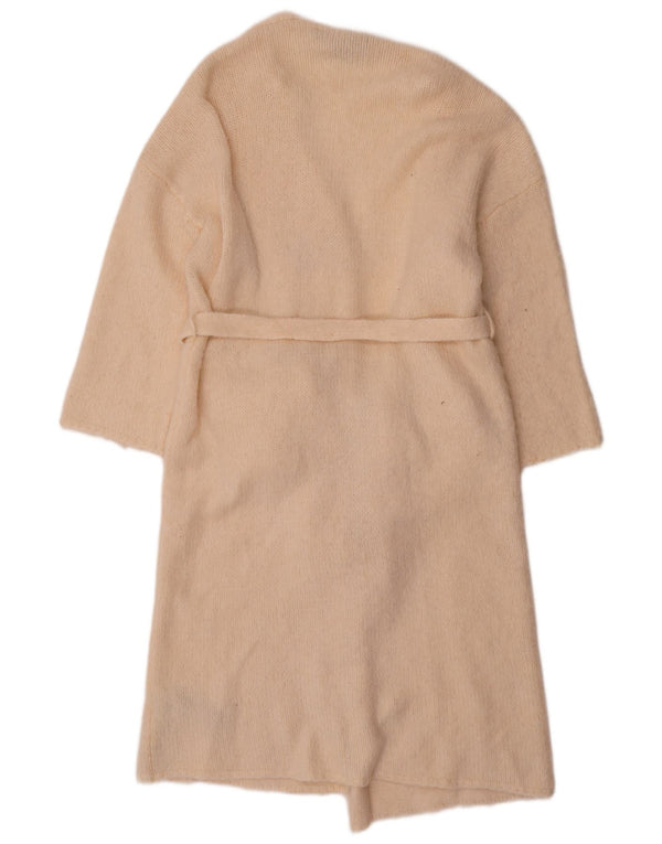Zara Womens Longline 3/4 Sleeve Cardigan Sweater UK 10 Small Beige