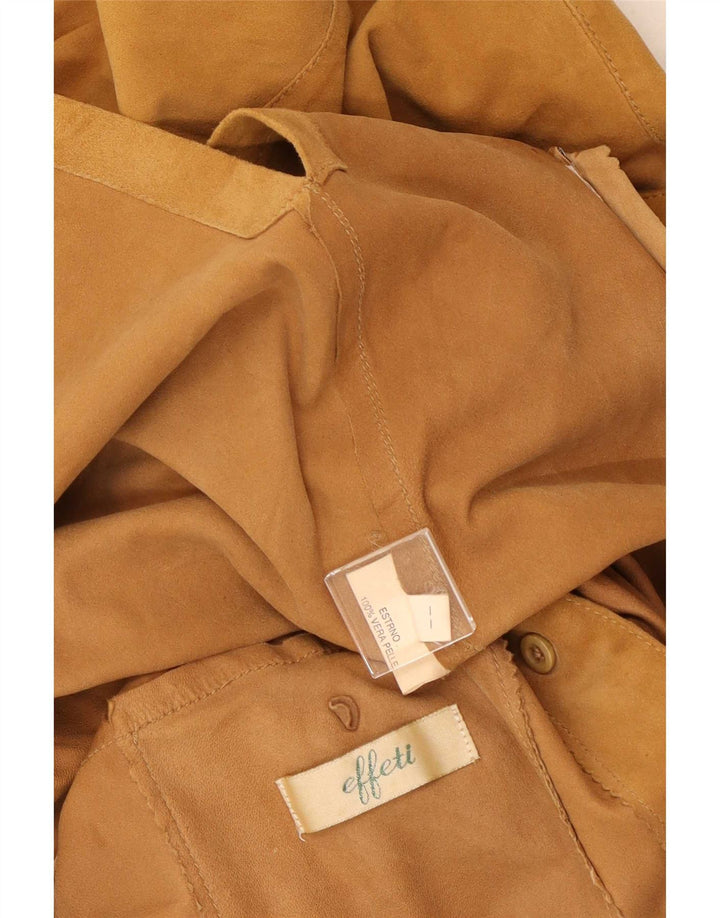 Effeti Womens Suede Jacket IT 48 XL Beige Leather