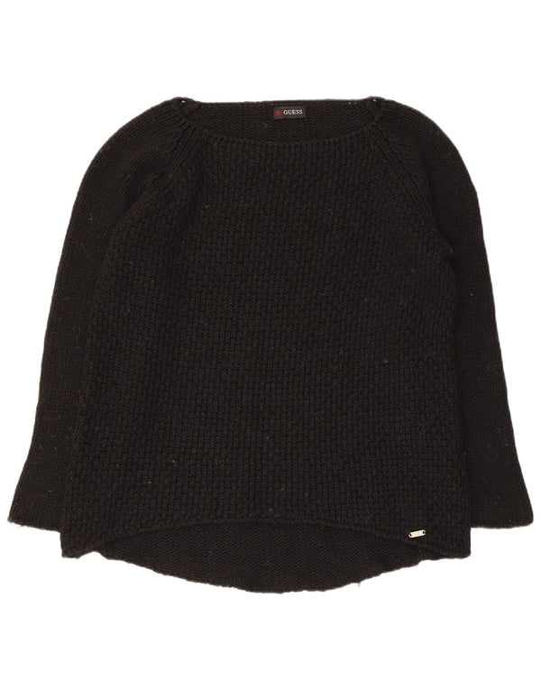 Guess Womens Boat Neck Jumper Sweater UK 12 Medium Black