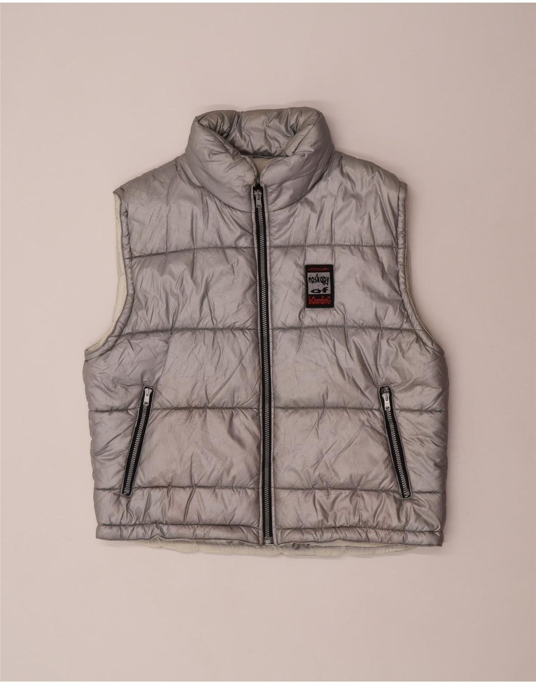 Astrolabio Mens Padded Gilet IT 48 Medium Silver Polyamide