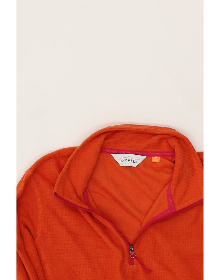 ORVIS Womens Zip Neck Fleece Jumper UK 14 Medium Orange Polyester Vintage Orvis and Second-Hand Orvis from Messina Hembry 