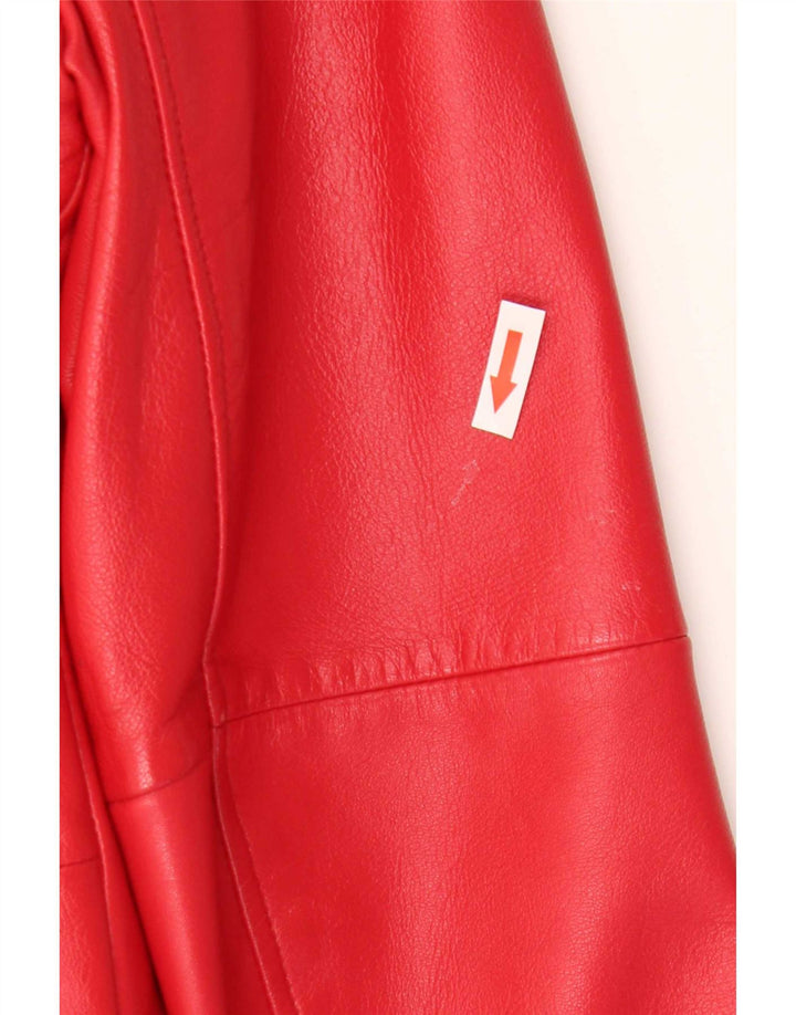 Gerry Weber Womens Leather Jacket UK 12 Medium Red Leather