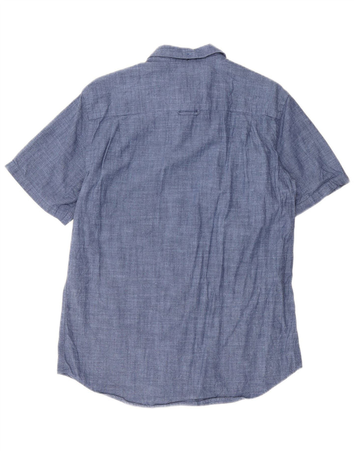 Hurley Mens Short Sleeve Shirt Large Blue Cotton