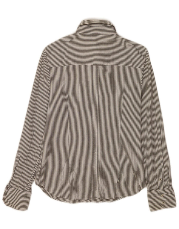 Zara Womens Shirt UK 12 Medium Grey Pinstripe Cotton
