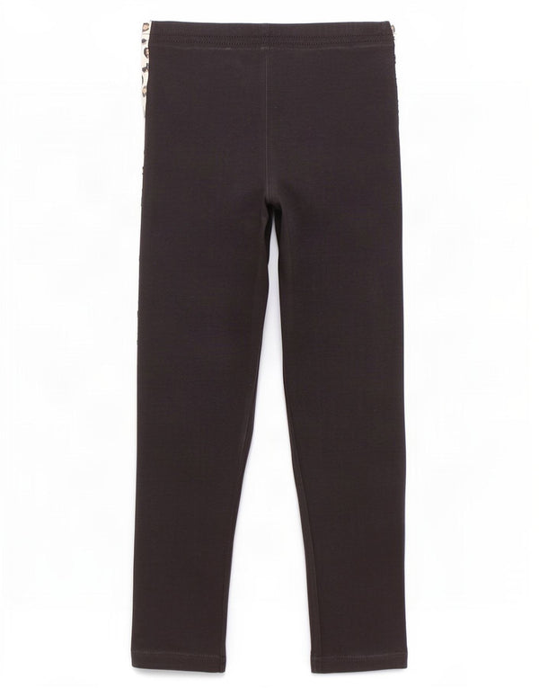Adidas Girls Leggings 7-8 Years Black Animal Print Cotton