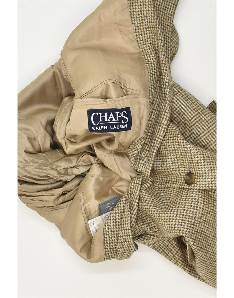 CHAPS Mens Slim 2 Button Blazer Jacket UK 44 2XL Khaki Houndstooth Silk | Vintage Chaps | Thrift | Second-Hand Chaps | Used Clothing | Messina Hembry 