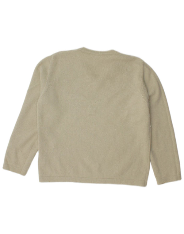 Emporio Armani Womens V-Neck Jumper Sweater IT 44 Medium Beige Acrylic