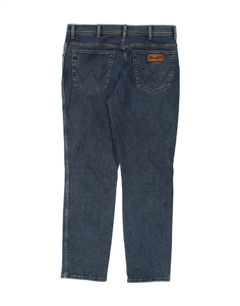 WRANGLER Mens Texas Slim Jeans W36 L32  Navy Blue Cotton | Vintage Wrangler | Thrift | Second-Hand Wrangler | Used Clothing | Messina Hembry 