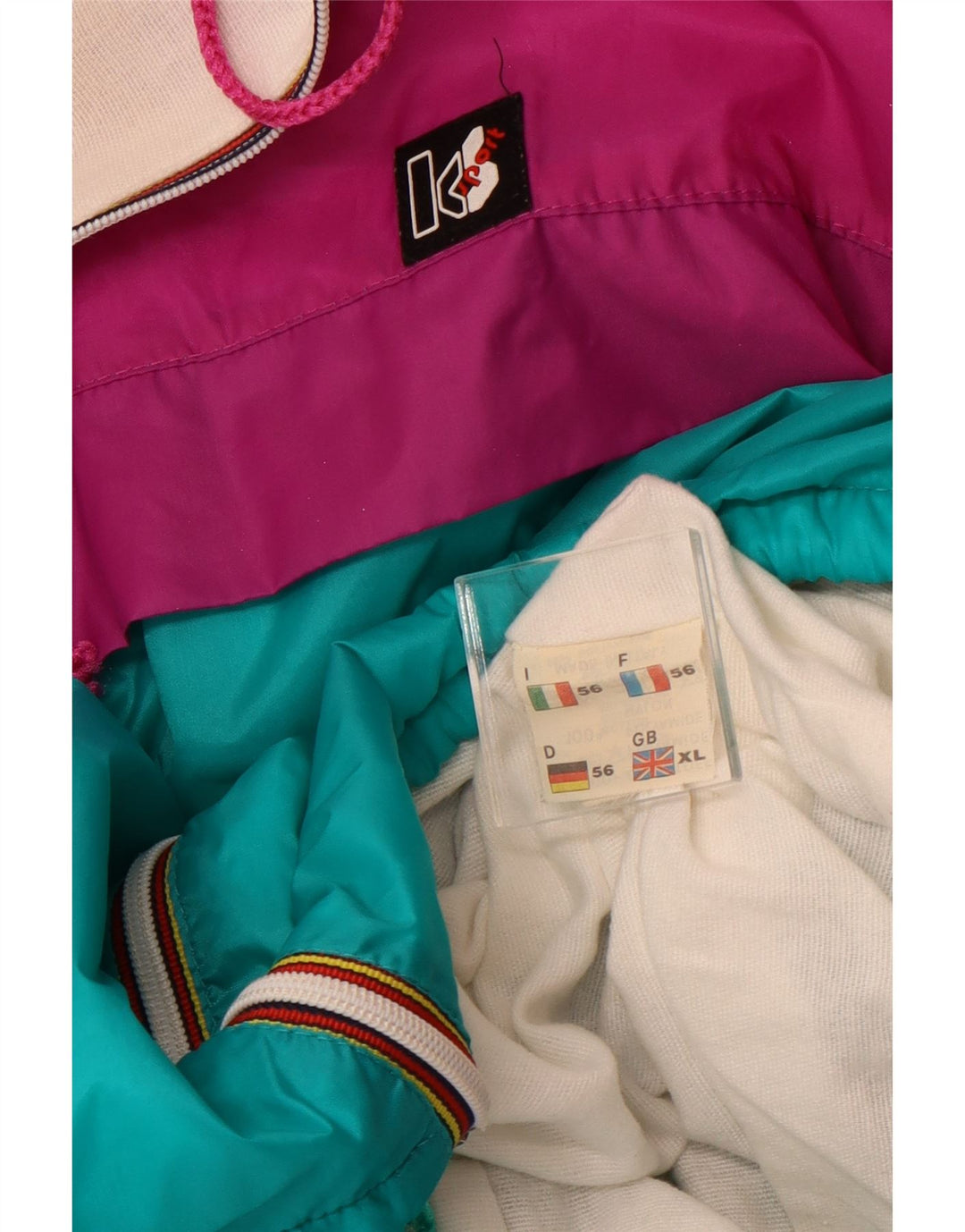 VINTAGE Mens Hooded Rain Jacket UK 42 XL Pink Colourblock Polyamide