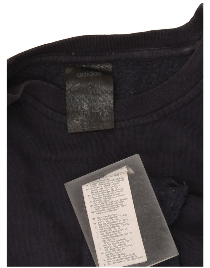 Adidas Womens Oversized Sweatshirt Jumper UK 12/14 Medium Navy Blue Cotton