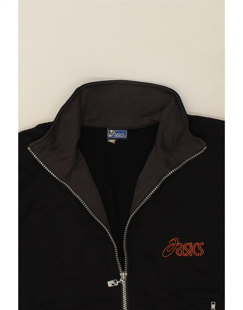 ASICS Mens Graphic Short Sleeve Tracksuit Top Jacket Large Black Polyester | Vintage Asics | Thrift | Second-Hand Asics | Used Clothing | Messina Hembry 