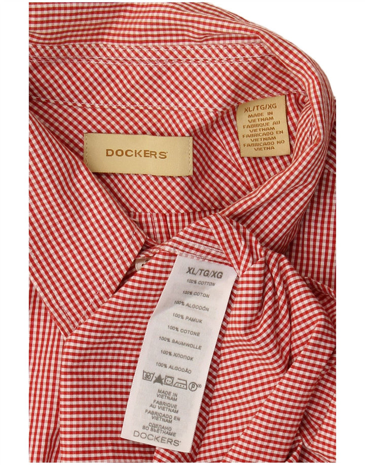 Dockers Mens Shirt XL Red Gingham Cotton
