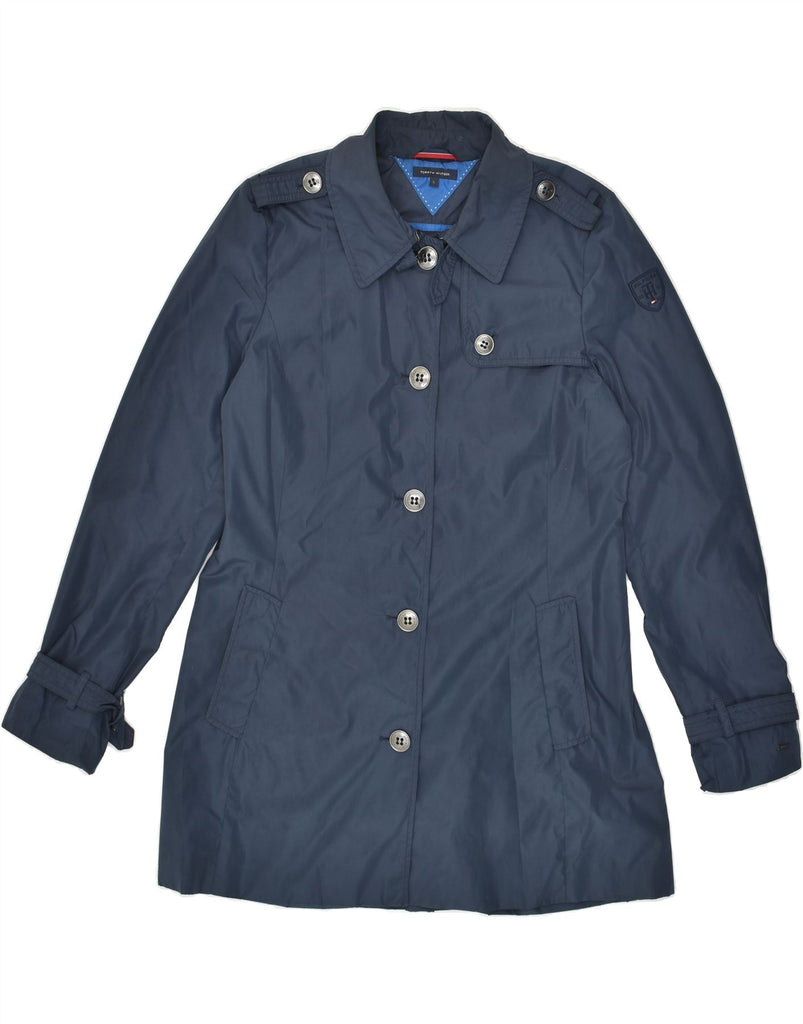 TOMMY HILFIGER Womens Overcoat UK 14 Large Navy Blue Polyester Vintage Tommy Hilfiger and Second-Hand Tommy Hilfiger from Messina Hembry 