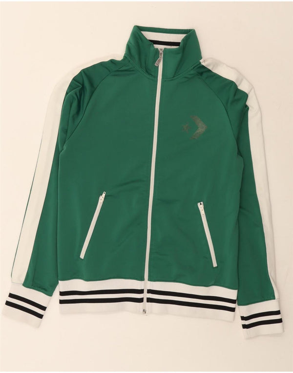 Converse Womens Tracksuit Top Jacket UK 14 Medium Green Colourblock