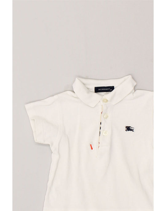 BURBERRY Baby Boys Polo Shirt 6 9 Months White Vintage Second Hand Clothing Online Messina Hembry