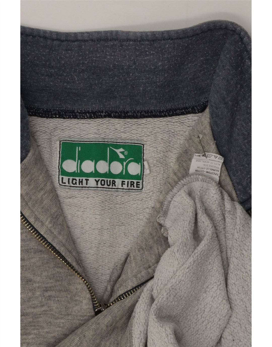Diadora Mens Graphic Zip Neck Sweatshirt Jumper Large Grey Colourblock