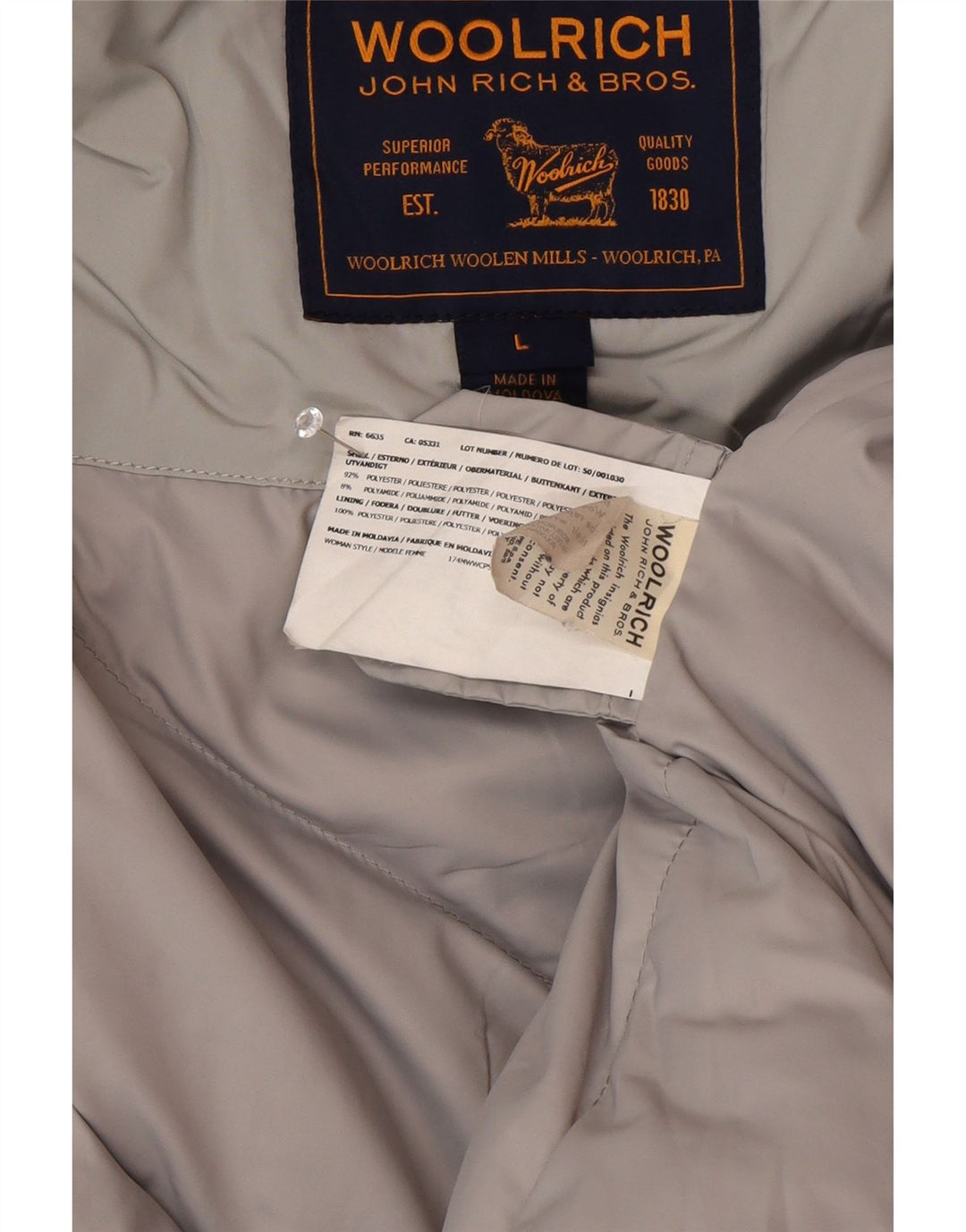 Woolrich Womens Hooded Parka Jacket UK 16 Large Grey Polyester Winter