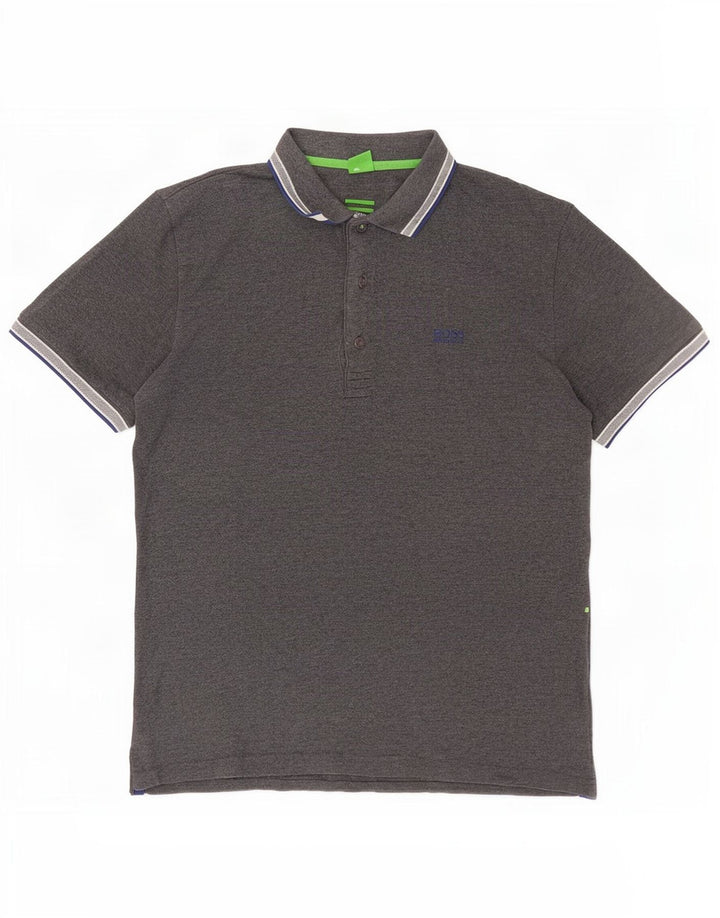 Hugo Boss Mens Polo Shirt Large Grey Cotton