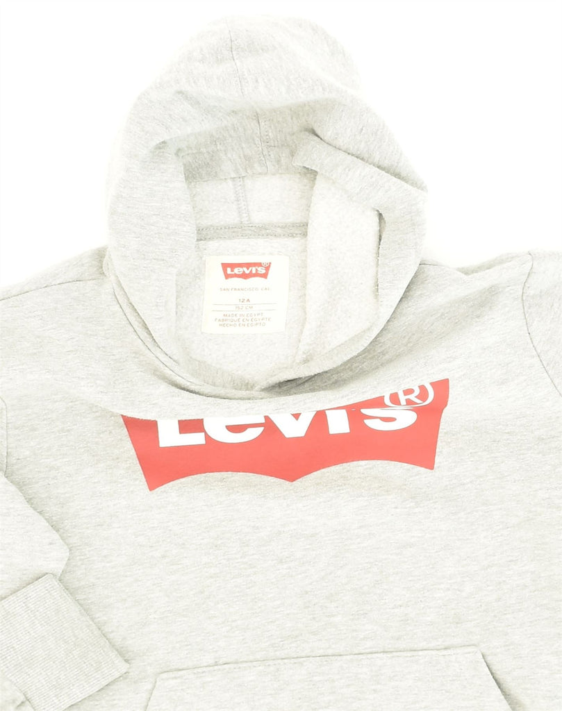 LEVI'S Boys Graphic Hoodie Jumper 11-12 Years Grey Cotton | Vintage Levi's | Thrift | Second-Hand Levi's | Used Clothing | Messina Hembry 