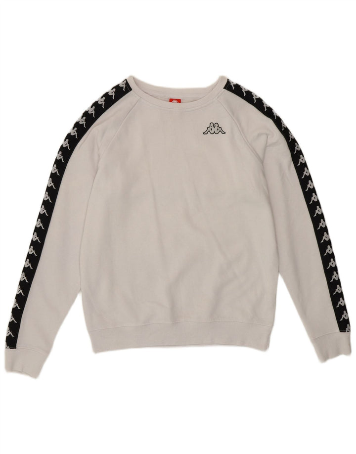 KAPPA Womens Graphic Sweatshirt Jumper UK 14 Medium White Colourblock