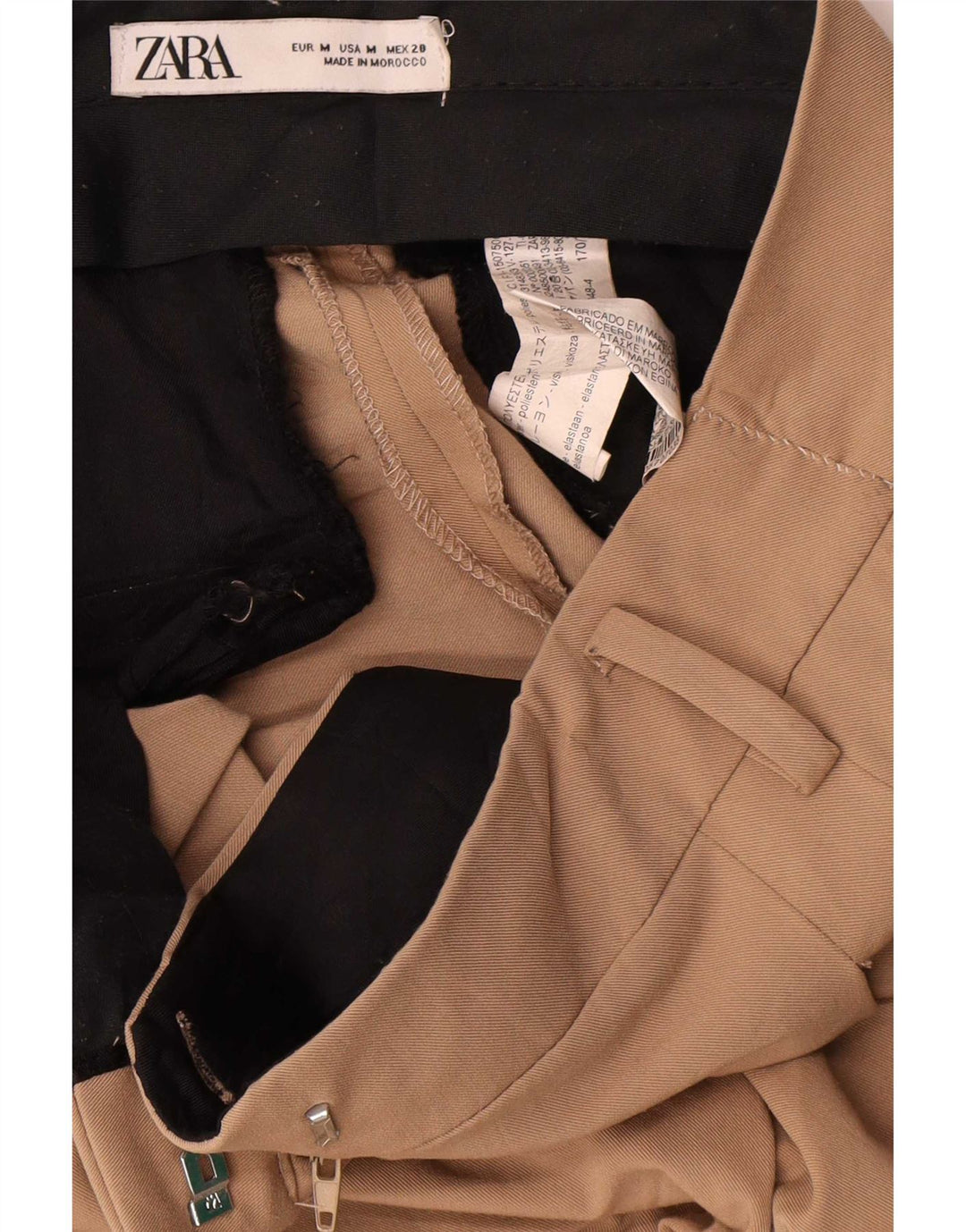 Zara Womens Wide Leg Chino Trousers Medium W28 L30 Brown Polyester