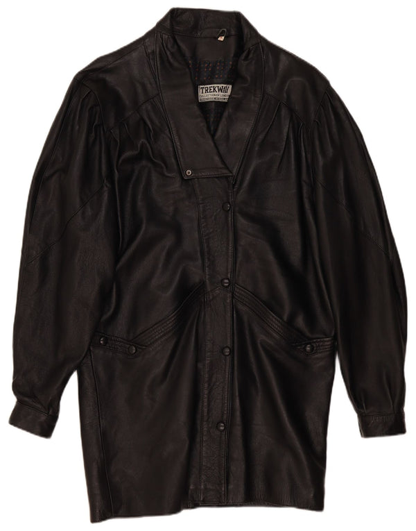 Trekway Womens Leather Coat UK 10 Small Black