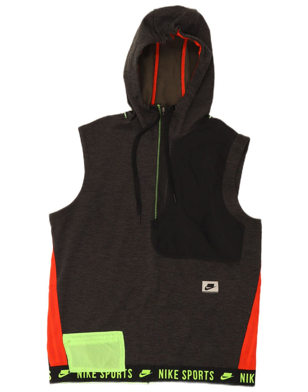 Nike Mens Graphic Sleeveless Hoodie Jumper Medium Grey Colourblock
